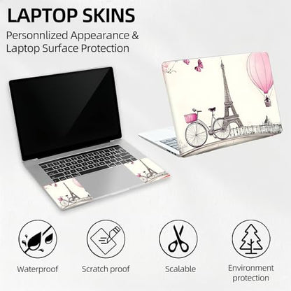 Paris Eiffel Tower Bicycle Universal Laptop Skin Sticker 3PCS, Protective Decal Trim-to-Fit 11.6" 13.3" 14" 15.6" Laptop Vinyl Cover, Removable Anti-Scratch Computer Decal Protector - color: Paris Eiffel Tower Bicycle