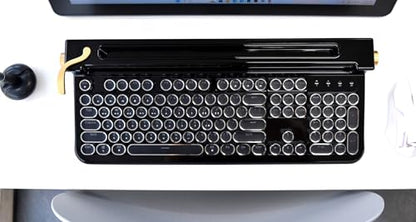 FINEDAY Keyboard 2.0 Plus, 2.4G Wireless & Bluetooth, 104 Keys, Blue Switch, 5000mAh, Retro Mechanical Keyboard with Korean/English Keycaps for PC/Mac/Phone (Korean Keycaps) - style: Korean Keycaps