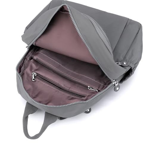 Tanweibago Mini Nylon Women Backpacks,11L Small Ladies backpacks Casual Lightweight Women Shopping Travel Daypack (Gray) - color: Light Gray