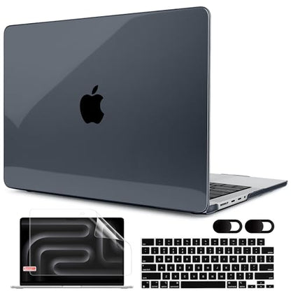 MEEgoodo for M5 MacBook Pro 16 inch Case 2026 2024 2023 2021 (Fit Model A3429/A3428/A3403/A3186/A2991/A2780/A2485) M5 M4 M3 M2 M1 Pro/Max, Laptop Case with Keyboard & Webcam Cover, Crystal Black - color: Crystal Black