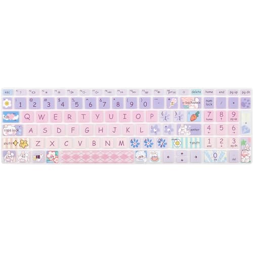 Cute Silicone Keyboard Cover for 15.6’’ HP Pavilion & HP Laptop 15-eg 15t-eg 15-eh 15-er Series, HP Laptop 17 17-cn 17-cp 17z-cp Series, Cute Bunny - color: Cute Bunny