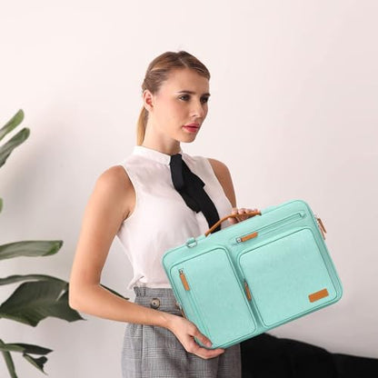 MOSISO 360 Protective Laptop Shoulder Bag, 14 inch Computer Bags | Compatible with HP Lenovo Dell ASUS Acer, HP, Dell, Lenovo,Side Open Messenger Bag with 4 Zipper Pockets&Handle, Aqua Green - color: Aqua Green, size: 14 inch