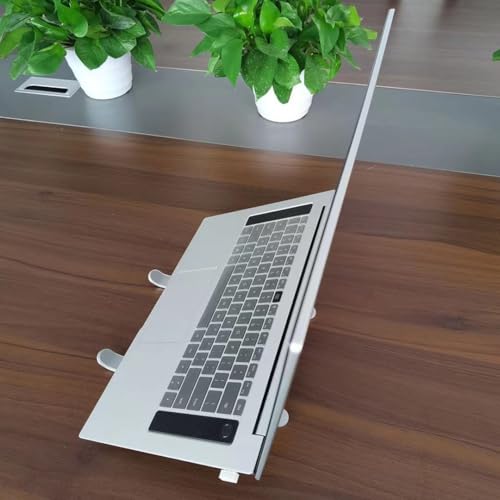 Adjustable Laptop Stand for Desk, Foldable Aluminum Laptop Holder with Cooling Design, Portable Laptop Riser for MacBook, Notebook, Tablet (White) - color: White