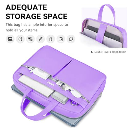 Ferkurn Laptop Bag Case Women Men Computer Bag Compatible with MacBook/HP/LG/Dell, Shoulder Strap Slim Carrying Messenger Briefcase, Purple, 14 Inch - color: Purple, size: 14 inch