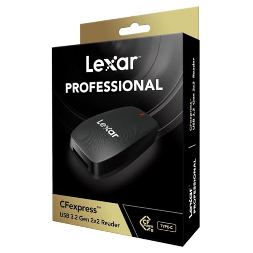 Lexar CFexpress Type B Card Reader, 1700MB/s Read, USB-C, USB 3.2 Gen 2x2 | Supports CFexpress Type B Cards, Compatible with PC, Laptop, Tablet, Smartphone, USB-C/A Cable, Compact, LRW550U-RNBNU - style: CFexpress USB 3.2 Reader