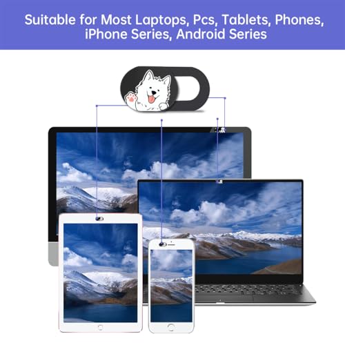 Hug Me Dog 3-Pack Laptop Camera Cover Slide - Cute Webcam Cover for MacBook Pro/Air, Dell, iPad, iPhone, iMac, Echo Show - Laptop Webcam Cover, Computer Camera Blocker, iPad Accessories