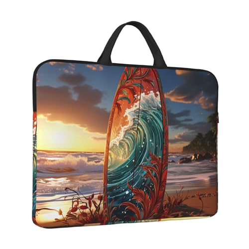 14 inch Laptop Sleeve with Handle Shockproof Laptop Bag Waterproof Computer Cover Bag Colorful Surfboard Briefcase