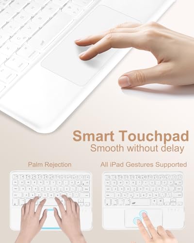 EAMPANG Case with Trackpad Keyboard for iPad mini 7th(A17 Pro, 2024)/6th Generation 8.3 inch,7-Color Backlit Wireless Keyboard Magnetic Detachable Multi-Angle Stand Cover for iPad mini 6 7 White - color: White