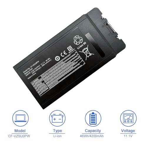 JOTACT CF-VZSU0PW 46Wh Laptop Battery Compatible with Panasonic Toughbook CF54 CF-54 Mk1 Series 11.1V 4200mAh CF-VZSUOPW CF-VZSU0PR - size: 6.99*2.78*0.67 inch CF-VZSU0PW