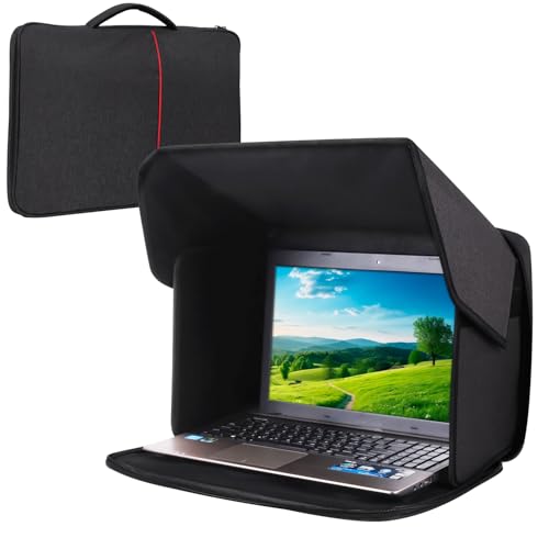 Laptop Sun Shade,Laptop Sun Shade for Working Outside,Foldable and Portable Screen Sun Glare Shield Sleeve,Outdoor Computer Cover,Privacy Protective Hood Sunshade Bag15-16inches (Patent Pending) - size: 15-16inches