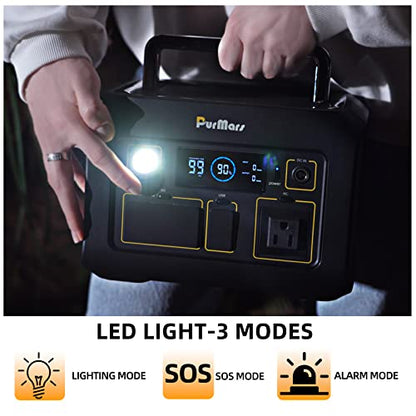 300W Portable Power Station (Peak 500W),LiFePO4 Solar Generator | 288Wh (90,000mAh)Portable Power Bank,110V Pure Sine Wave AC Outlet,Lifepo4 Battery,RV,Outdoor Camping,Traveling,Emergencies