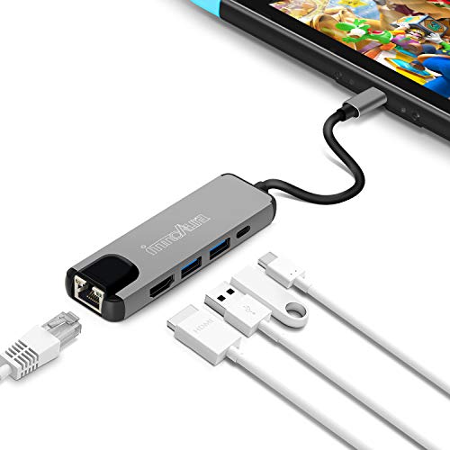 USB C Hub Multiport Adapter, innoAura 5-in-1 Type C Hub with 4K USB C to HDMI, Ethernet Port, USB-C Power Delivery, 2 USB 3.0 Ports for NS Switch and Other USB-C Laptops