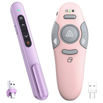QUI Presenter Clicker USB A&C Bundle | Pen-Shaped Purple & Remote-Shaped Pink
