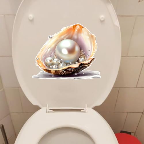 Pearl Oyster Shell Vinyl Decal Sticker, 10.6 x 8.6 in, Waterproof, for Cars, Laptops, Glass, and Walls, 2-Piece Set #MT010A
