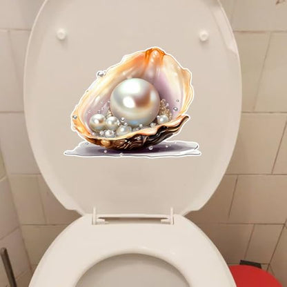 Pearl Oyster Shell Vinyl Decal Sticker, 10.6 x 8.6 in, Waterproof, for Cars, Laptops, Glass, and Walls, 2-Piece Set #MT010A