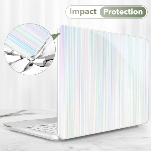 May Chen Compatible with MacBook Neo 13 inch Case 2026 Model A3404, Plastic Hard Shell,Keyboard Cover,Screen Protector,Dust Plug, for MacBook Neo 13" with A18 Pro Chip, Blue Strips - color: Blue strips