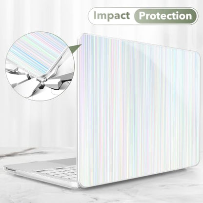 May Chen Compatible with MacBook Neo 13 inch Case 2026 Model A3404, Plastic Hard Shell,Keyboard Cover,Screen Protector,Dust Plug, for MacBook Neo 13" with A18 Pro Chip, Blue Strips - color: Blue strips