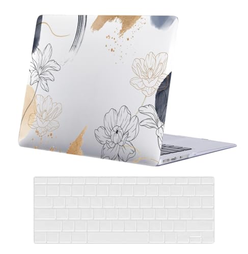 Hard Case Compatible with Old Version MacBook Pro 13 inch Case 2012 2011 2010 2009 2008 Release A1278 with CD-ROM, Laptop Plastic Hard Case Shell & Keyboard Cover, Flower Sketch - color: Flower Sketch, size: A1278(Pro 13" w/CD-ROM 2008-2012)