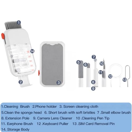 Keyboard Cleaner Laptop Cleaning Kit, 14 in 1 Portable Electronics Brush Tool for Tablet PC Camera Lens Earbuds Monitor
