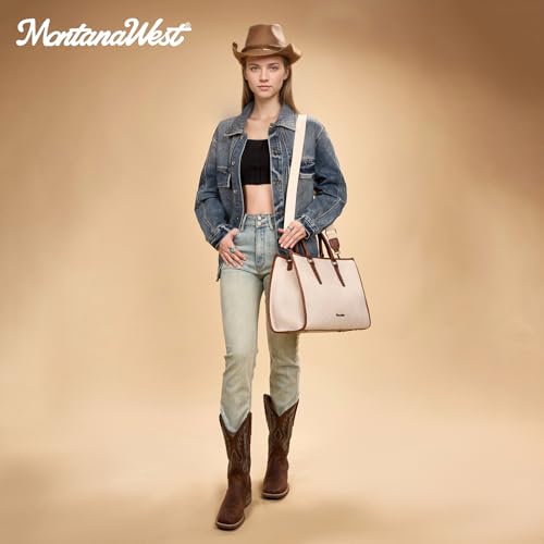 Montana West Laptop Tote Bag for Women 15.6 Inch Computer Bags Business Office Work Briefcase With Adjustable Shoulder Strap - color: Beige