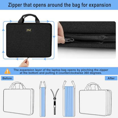 Laptop Case 15 15.6 16 inch Sleeve, Expandable Computer Hand Bag with Multi-pockets Compatible with MacBook Pro 16 inch M4/M3/M2/M1, MacBook Air/Pro 15 inch and 15-16 inch Notebooks，B04K01