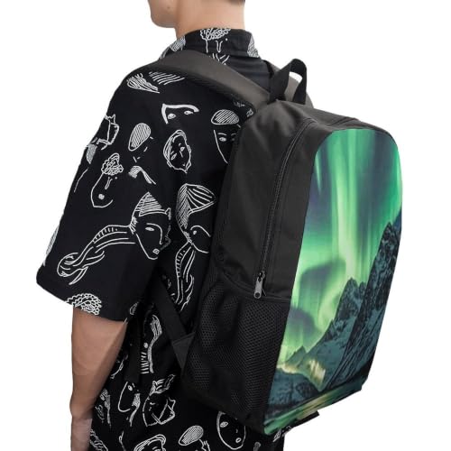 Laptop Backpack with Pocket, Large, Adjustable 17 Inch Bag, Waterproof | Northern Lights Computer Bag for Work, Breathable, Expandable Backpack for Women Men, Portable