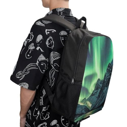 Laptop Backpack with Pocket, Large, Adjustable 17 Inch Bag, Waterproof | Northern Lights Computer Bag for Work, Breathable, Expandable Backpack for Women Men, Portable
