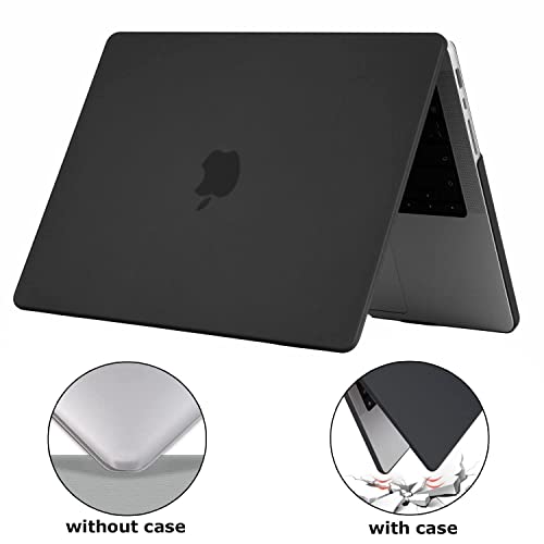 EooCoo for MacBook Air 13.3 inch Case with Keyboard and Screen Protector | Ultra Thin and Transparent, Hard Case Compatible with MacBook Air 13.3 inch M1 Chip 2021-2018 with Retina Display - color: Matte Black