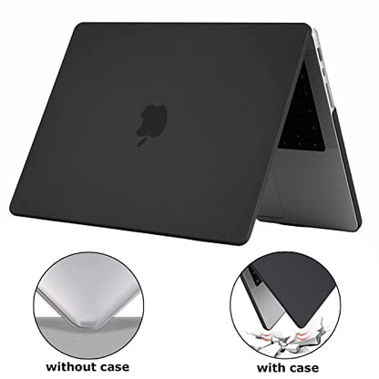 EooCoo for MacBook Air 13.3 inch Case with Keyboard and Screen Protector | Ultra Thin and Transparent, Hard Case Compatible with MacBook Air 13.3 inch M1 Chip 2021-2018 with Retina Display - color: Matte Black