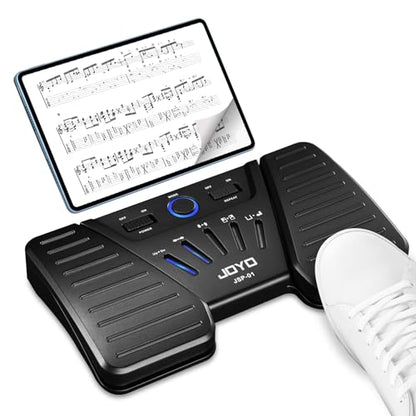 JOYO Wireless Page Turner Pedal Bluetooth Foot Switch for iPad/Tablet/Phone Works with forScore/OnSong, 5 Modes & 60H Battery with LED Indicator, Silent Non-Slip Design for Sheet Music (SP-01)
