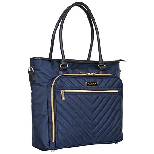 Kenneth Cole REACTION Chelsea Quilted Chevron 15" Laptop & Tablet Business Tote with Removable Shoulder Strap - color: Navy