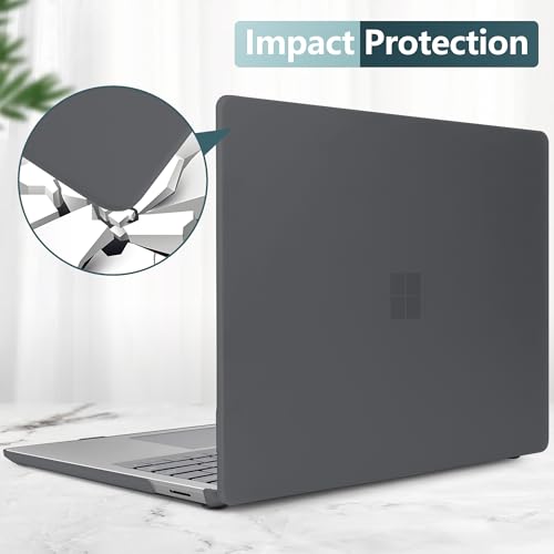 Crystal Frosted Case for 15" Microsoft Surface Laptop 8 2026 for Business 2024 2025 (7th Edition), Lightweight Ultra-Slim Shell with Keyboard Cover, OTG Adapter & Webcam, Frosted Black - color: Frosted black