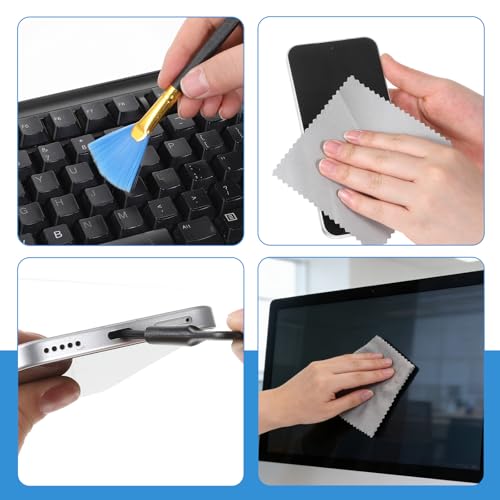 10 Pcs Mini Anti Static Keyboard Cleaning Brush Kit Nylon Dust Brushes for Electronic Devices Computer Motherboard Fans Camera Laptop Circuit Board Small Space Cleaning Tool Set with Microfiber Cloth