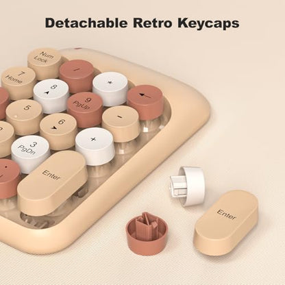 MOWUX Wireless Number Pads, Cute Colorful Numeric Keypad Numpad Portable 2.4 GHz Financial Accounting Number Keyboard Extensions, 18 Key Number Numpad for Laptop Desktop, PC (Cream) - color: Milk Tea