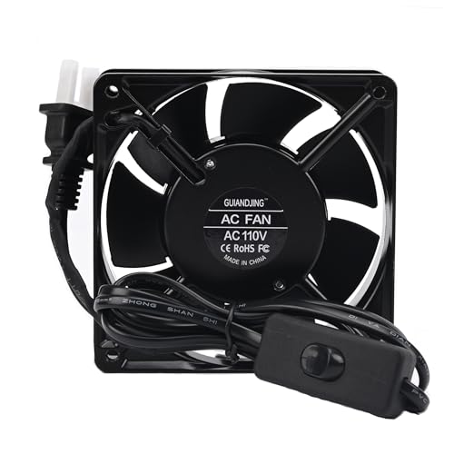 12038 Cooling Fan 12cm 120mm X 38mm AC Ball Bearing with AC Plug and Switch 110V - style: 12038 Fan AC Switch