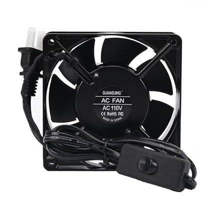 12038 Cooling Fan 12cm 120mm X 38mm AC Ball Bearing with AC Plug and Switch 110V - style: 12038 Fan AC Switch