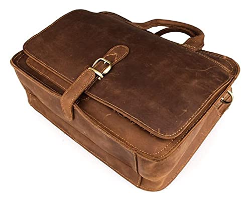 Laptop Briefcase Large Capacity, Dual Compartment Expandable 15.6" Portfolio for Business - color: Brown