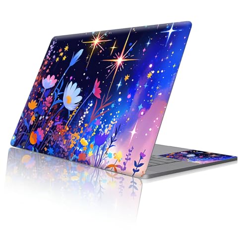 Reusable Universal Laptop Skin Sticker, Cut to Fit for 11.6–15.6 Inch Laptops, Waterproof Protective Film, No-Residue - Starlit Flowers - color: Starlit Flowers
