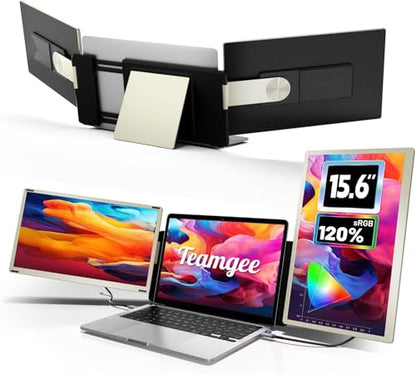 Teamgee 15.6 Inch Laptop Screen Extender FHD 120% sRGB Tri-Screen Monitor | Dual Use: Attach/Stand Alone, 235° H/V Rotation, Adjustable Stand, Fits 13-17" Mac & Windows Laptops - size: Triple 15.6"