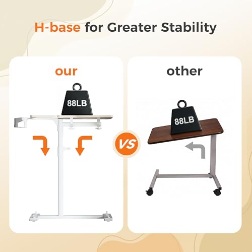 Aothia Small Standing Desk Rolling Table Adjustable Height, Laptop Mobile Stand with Wheels, Overbed Table, Portable Computer Workstation with Tiltable Desktop for Teacher Classroom Home Office, Oak - color: Oak