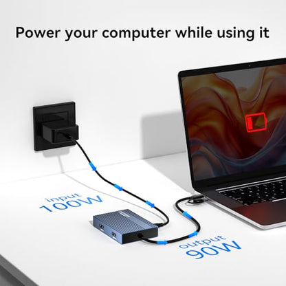 ACASIS USB C to Dual HDMI DisplayLink Adapter for Mac M1/M2/M3/M4/Windows | USB C DisplayLink Docking Station with 2HDMI 4K@60Hz, 3USB-A Ports, 100W PD Charging ,USB A/C to Dual Monitor,Grey - color: Gray