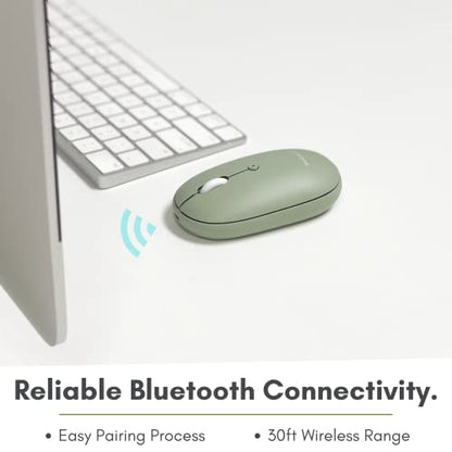 Macally Wireless Bluetooth Mouse - Quiet, Comfortable, Rechargeable for MacBook Air/Pro, Mac, iMac, Apple iPad - Wireless Mouse for Laptop, Windows PC Desktop - color: Green