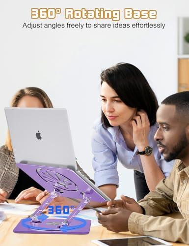 Adjustable Laptop Stand for Desk-360° Rotating Foldable Laptop Holder Ergonomic Laptop Riser for MacBook Pro/Air Dell HP Lenovo Notebook up to 16",Purple - color: Purple