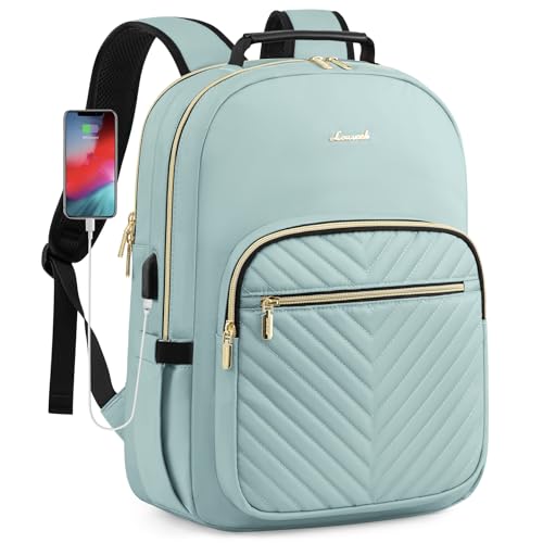 LOVEVOOK Laptop Backpack for Women, Travel Computer Work Bags with 17-inch Laptop Compartment, College School Student Bag Teen Backpacks For Girls, Outdoor Carry On Backpack Purse, Mint Green - color: Light Green, size: 17-Inch