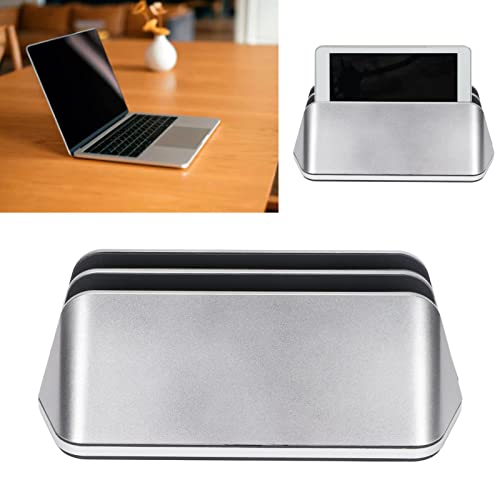 Dual Laptop Stand Vertical, 2 Slot Vertical Laptop Holder, 3D Curved Aluminum Alloy Adjustable Stand with Silicone Protection, Stable Desk Organizer for Laptop Tablet Book Storage