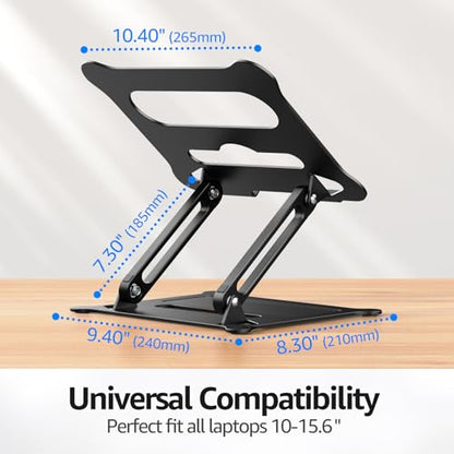 Adjustable Laptop Stand for Desk, 10-15.6“ Laptop Riser, Black | Sturdy Aluminum Foldable stand, Heat-Dissipation Design, Ergonomic Holder Fits MacBook/Dell/HP/Lenovo for Home/Office. - color: A-Black
