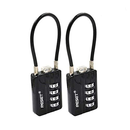 RESET-200 4-Digit Combination Cable Lock, 4.7 in/12cm, 2 Pack | Compact 4.7 in/12cm cable for bags, lockers, and small storage; light-duty use only. 2 locks included. - size: 12cm(4.72 inch)Cable
