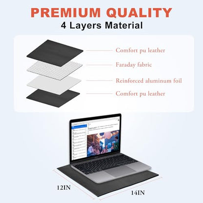 EMF Radiation Shielding Laptop Pad - 12x16 Inch Heat Blocking Mat, Anti-Radiation & Heat Protection for Laptop, Notebook, Tablet Use on Lap, Office, Travel