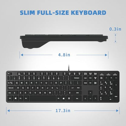 USB Wired Keyboard for Window,Comfortable Quiet Chocolate Keys, Durable Ultra-Slim Wired Computer Keyboard(QWERTY) for PC, Windows 11/10/8/7/XP/Vista KB1430 - color: Black