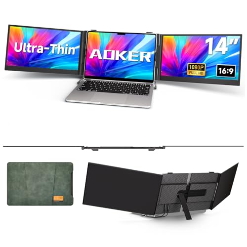 Triple Laptop Screen Extender - Ultra Thin 14" Monitor IPS FHD 1080P Portable Display for 13"-17" Laptops Compatible with Compatible with Windows Mac Chrome Surface Travel Work Setup - size: 14.2"